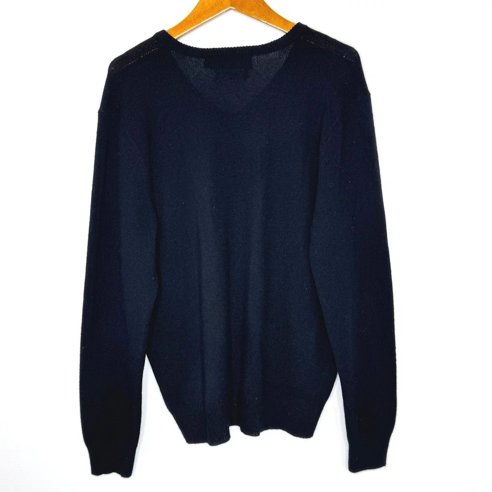 Vintage Polo Ralph Lauren Lambswool V neck‎ Sweater Men's Large Black